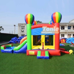 Hot Air Balloon Inflatable Bounce House Jumping Castle with Two Lane Water Slide