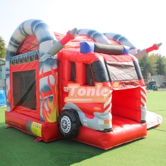 13*15ft inflatable fire truck bouncy castle slide combo