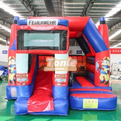 Manufacturer sells fire truck themed inflatable castle combo