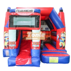 Manufacturer sells fire truck themed inflatable castle combo