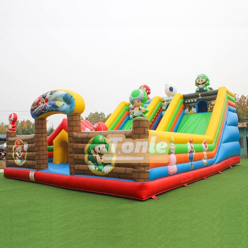 Factory wholesale Mario theme large inflatable dry slide