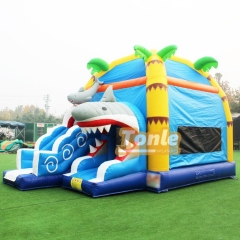 Wholesale kids shark-themed bouncy castle slides for sale