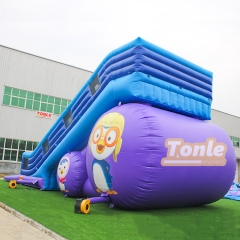 Supplier sells 50ft penguin theme large inflatable dry slide
