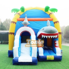 Wholesale kids shark-themed bouncy castle slides for sale