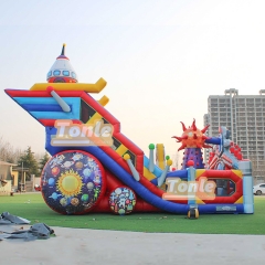 Customized large commercial spaceship theme inflatable fun city
