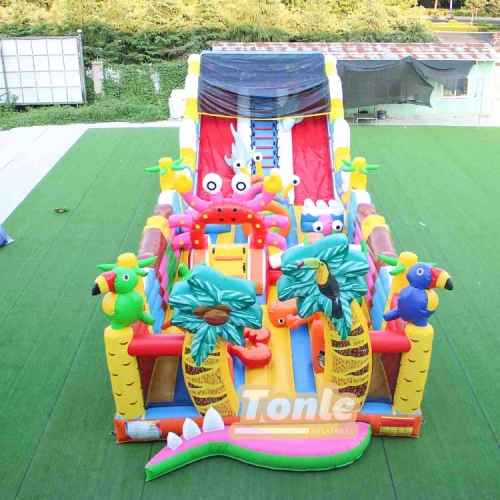 Factory customized ocean theme large inflatable slide park