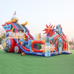 Customized large commercial spaceship theme inflatable fun city