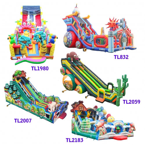 Vendors sell Kids Fairyland Inflatable Fun City
