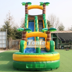 25ft Tropical Palm Tree Theme Inflatable Water Slide For Sale