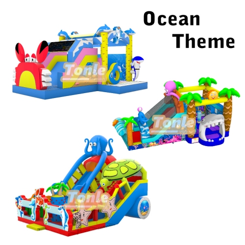 Factory Custom Commercial Ocean Theme Inflatable Jumping Slide