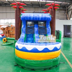 Tropical tree inflatable bouncer water slide combo