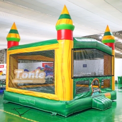 Marble yellow and green castle inflatable bounce house