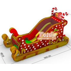 Christmas sleigh themed inflatable slide