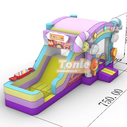 Candy theme inflatable bounce house water slide combo