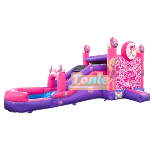Barbie theme inflatable jumper water slide combo