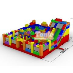 Building block theme inflatable kids playground fun city