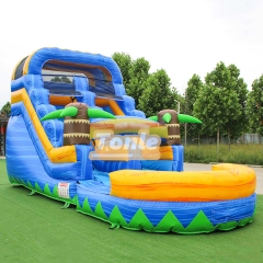 13ft Palm tree marble water inflatable slide