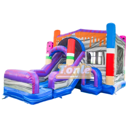 Ice Cream Popsicle Bounce House with Slide Wet/Dry