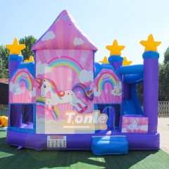 Unicorn inflatable jumper bounce house slide combo