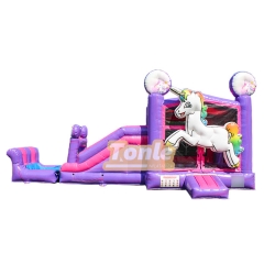 Unicorn inflatable jumper water slide combo