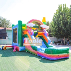 St. Patrick’s themed inflatable bounce house with water slide