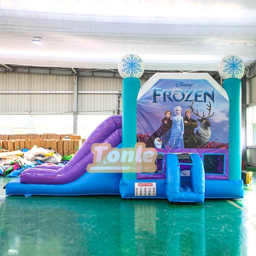 Frozen inflatable jumper dry slide combo
