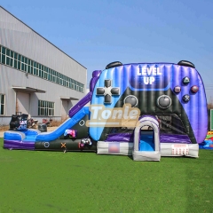level up gamer bounce house with water slide