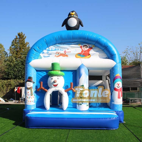 Winter snowman theme inflatable castle with slide