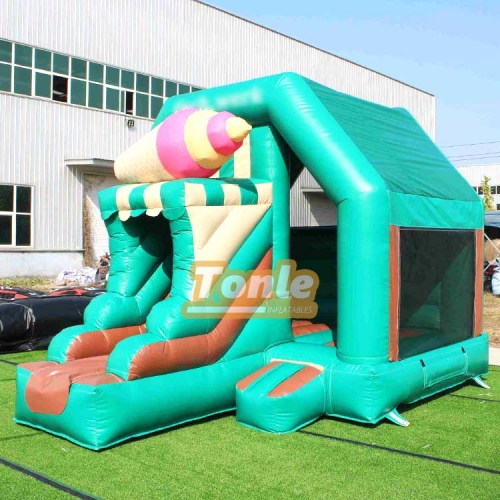 Ice cream themed bouncy castle with slide