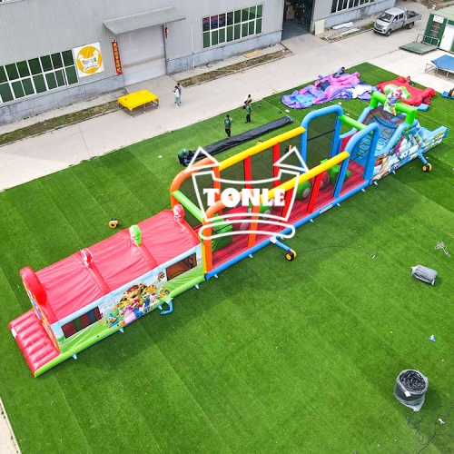 Mario Bros themed inflatable obstacle course