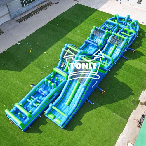Manufacturer high quality blue large inflatable obstacle course
