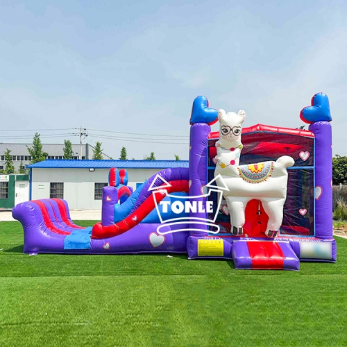 Alpaca inflatable slide llama bounce house combo