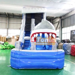 wholesal blue shark inflatable water slide