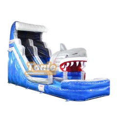 wholesal blue shark inflatable water slide