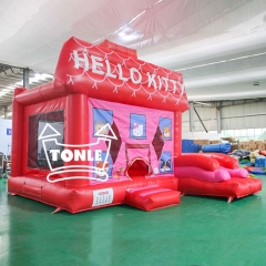 Hello Kitty Stall Castle Inflatable Slide Combo wet or dry