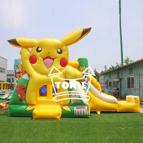 Pikachu cartoon inflatable water slide combo