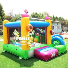 Tropical Flamingo Inflatable bouncing castle with Slide