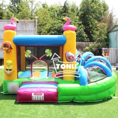 Tropical Flamingo Inflatable bouncing castle with Slide