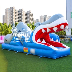 China Exporters Customise Commercial Shark Inflatable obstacle course