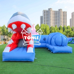 China Exporters Customise Commercial Shark Inflatable obstacle course