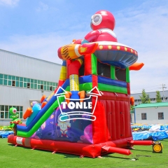 Factory customised spaceship kids theme inflatable slide