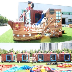 China proveedor Pirate Ship Theme Inflatable Jumping Castle Bouncer diapositiva combo