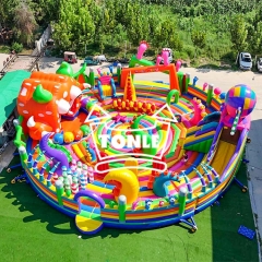 Terrain de jeux gonflable rond et commercial pour enfants, personnalisé par l'usine