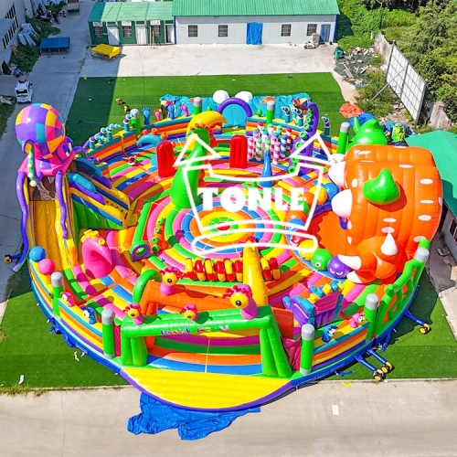 Terrain de jeux gonflable rond et commercial pour enfants, personnalisé par l'usine