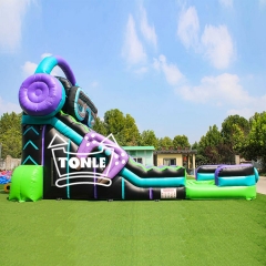 21ft juego sobre Dual Lane tobogán acuático inflable para la venta