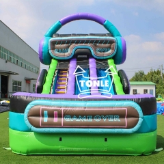 21ft game over Dual Lane Inflatable Water Slide for sale