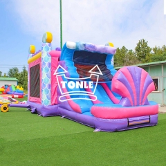 Alta calidad comercial sirena inflable tobogán de agua saltar castillo combo