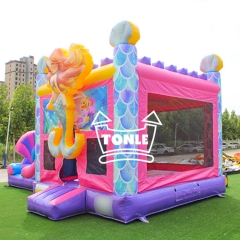 Alta calidad comercial sirena inflable tobogán de agua saltar castillo combo