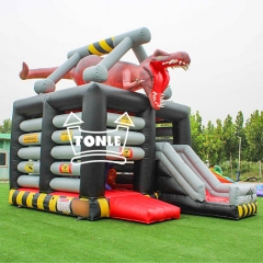 Jurassic Dinosaur T-Rex Inflatable Moonwalk Slide combo