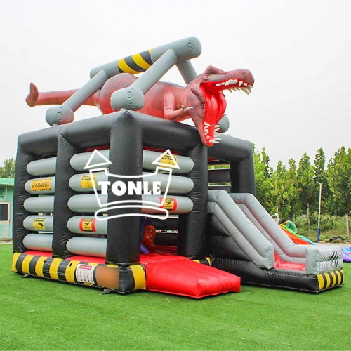 Jurassic Dinosaur T-Rex Inflatable Moonwalk Slide combo